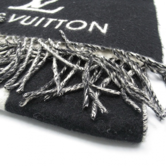 LOUIS VUITTON monogram scarf 402338 Cashmere Black Used unisex - Picture 4 of 8